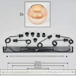 hofstein Koyoto Boule lumineuse, Suspension Noir, 5 lumières