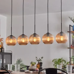 hofstein Koyoto Boule lumineuse, Suspension Noir, 5 lumières