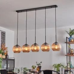 hofstein Koyoto Boule lumineuse, Suspension Noir, 5 lumières