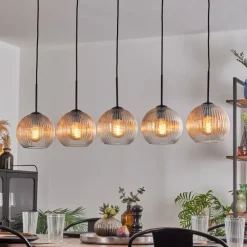 hofstein Koyoto Boule lumineuse, Suspension Noir, 5 lumières