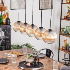 hofstein Koyoto Boule lumineuse, Suspension Noir, 5 lumières