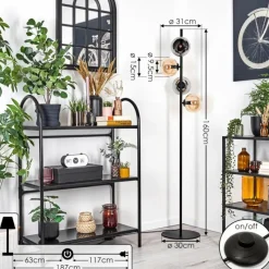 hofstein Koyoto Lampadaire 31 cm Ambre, Fumé, 4 lumières