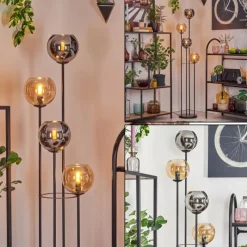 hofstein Koyoto Lampadaire 30 cm Ambre, Chrome, Fumé, 4 lumières