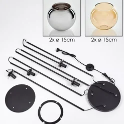 hofstein Koyoto Lampadaire 30 cm Ambre, Chrome, Fumé, 4 lumières