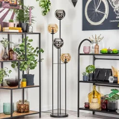 hofstein Koyoto Lampadaire 30 cm Ambre, Chrome, Fumé, 4 lumières