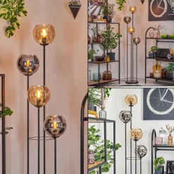 hofstein Koyoto Lampadaire 30 cm Ambre, Chrome, Fumé, 4 lumières