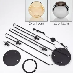 hofstein Koyoto Lampadaire 30 cm Ambre, Chrome, Fumé, 4 lumières