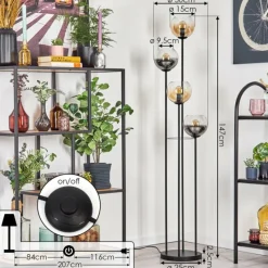 hofstein Koyoto Lampadaire 30 cm Ambre, Clair, Fumé, 4 lumières