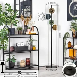 Lampes Dorées-hofstein Koyoto Lampadaire 31 cm Bleu, Or, Vert, Clair, 4 lumières