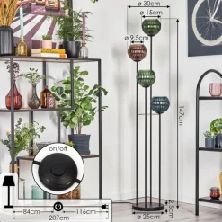 hofstein Koyoto Lampadaire 30 cm Bleu, Vert, Cuivré, 4 lumières