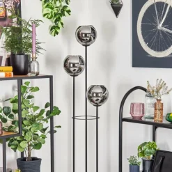 Suspension Verre Fumé-hofstein Koyoto Lampadaire 30 cm Bois foncé, Noir, 3 lumières