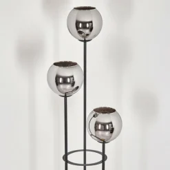 Suspension Verre Fumé-hofstein Koyoto Lampadaire 30 cm Bois foncé, Noir, 3 lumières