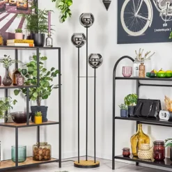 Suspension Verre Fumé-hofstein Koyoto Lampadaire 30 cm Bois foncé, Noir, 3 lumières