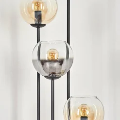 hofstein Koyoto Lampadaire 30 cm Bois clair, Noir, 4 lumières
