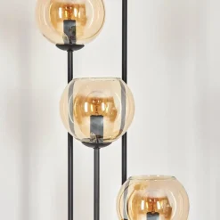 hofstein Koyoto Lampadaire 30 cm Bois clair, Noir, 4 lumières