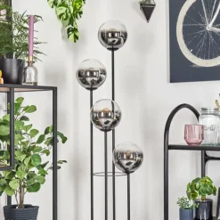 hofstein Koyoto Lampadaire 25 cm Bois clair, Noir, 4 lumières