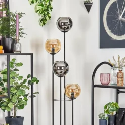 hofstein Koyoto Lampadaire 30 cm Bois clair, Noir, 4 lumières