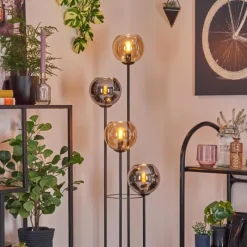 hofstein Koyoto Lampadaire 30 cm Bois clair, Noir, 4 lumières