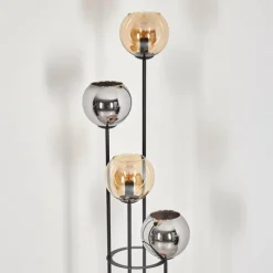 hofstein Koyoto Lampadaire 30 cm Bois clair, Noir, 4 lumières