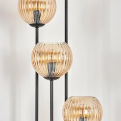 hofstein Koyoto Lampadaire 30 cm Bois clair, Noir, 4 lumières