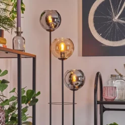 hofstein Koyoto Lampadaire 30 cm Bois foncé, Noir, 3 lumières