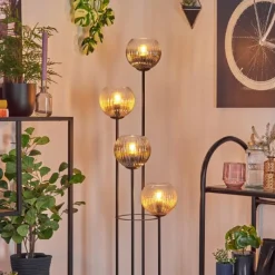 hofstein Koyoto Lampadaire 30 cm Bois clair, Noir, 4 lumières