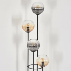 hofstein Koyoto Lampadaire 30 cm Bois clair, Noir, 4 lumières