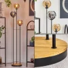 hofstein Koyoto Lampadaire 30 cm Bois foncé, Noir, 3 lumières