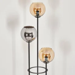 hofstein Koyoto Lampadaire 30 cm Bois foncé, Noir, 3 lumières
