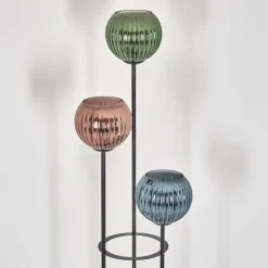 hofstein Koyoto Lampadaire 30 cm Bois foncé, Noir, 3 lumières