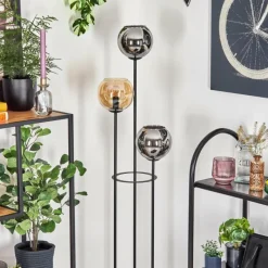 hofstein Koyoto Lampadaire 30 cm Bois clair, Noir, 3 lumières