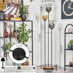 hofstein Koyoto Lampadaire 30 cm Bois clair, Noir, 3 lumières