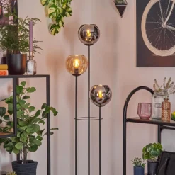 hofstein Koyoto Lampadaire 30 cm Bois clair, Noir, 3 lumières