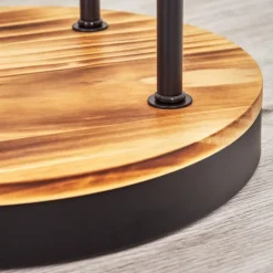 hofstein Koyoto Lampadaire 25 cm Bois clair, Noir, 3 lumières