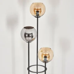 hofstein Koyoto Lampadaire 25 cm Bois clair, Noir, 3 lumières