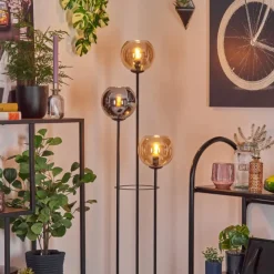 hofstein Koyoto Lampadaire 25 cm Bois clair, Noir, 3 lumières