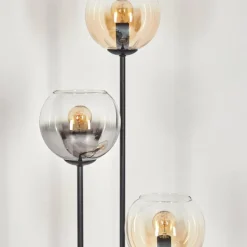 Suspension Verre Fumé-hofstein Koyoto Lampadaire 30 cm Bois clair, Noir, 3 lumières