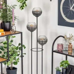 hofstein Koyoto Lampadaire 30 cm Bois clair, Noir, 3 lumières