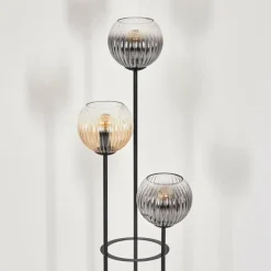 hofstein Koyoto Lampadaire 30 cm Bois clair, Noir, 3 lumières