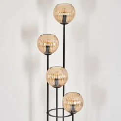 hofstein Koyoto Lampadaire 30 cm Bois foncé, Noir, 4 lumières