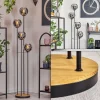 Suspension Verre Fumé-hofstein Koyoto Lampadaire 30 cm Bois foncé, Noir, 4 lumières