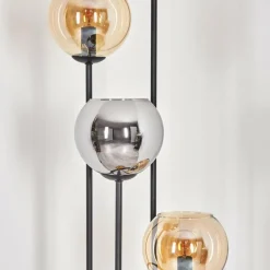 hofstein Koyoto Lampadaire 30 cm Bois foncé, Noir, 4 lumières