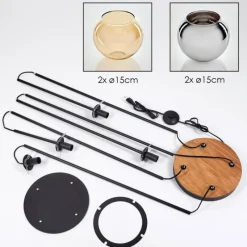 hofstein Koyoto Lampadaire 30 cm Bois foncé, Noir, 4 lumières