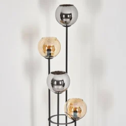 hofstein Koyoto Lampadaire 30 cm Bois foncé, Noir, 4 lumières
