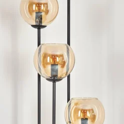 hofstein Koyoto Lampadaire 30 cm Bois foncé, Noir, 4 lumières