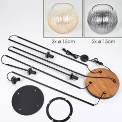 hofstein Koyoto Lampadaire 30 cm Bois foncé, Noir, 4 lumières