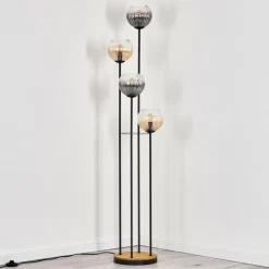 hofstein Koyoto Lampadaire 30 cm Bois foncé, Noir, 4 lumières