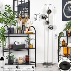 hofstein Koyoto Lampadaire 31 cm Chrome, Fumé, 4 lumières