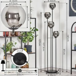 hofstein Koyoto Lampadaire 30 cm Chrome, Fumé, 4 lumières