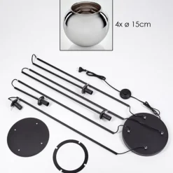 hofstein Koyoto Lampadaire 30 cm Chrome, Fumé, 4 lumières